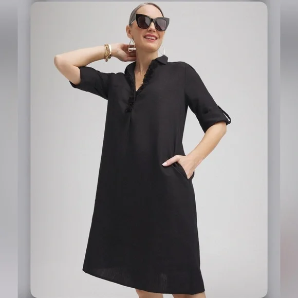 Chico’s Linen 3D Floral Dress - Picture 3 of 16